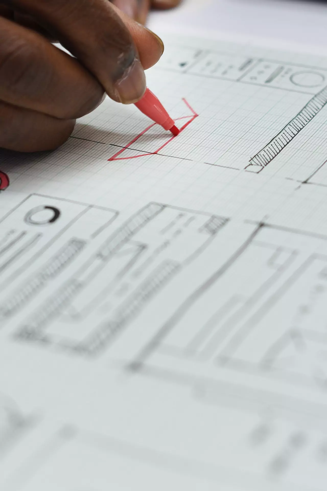 Professional website developer working on responsive layout